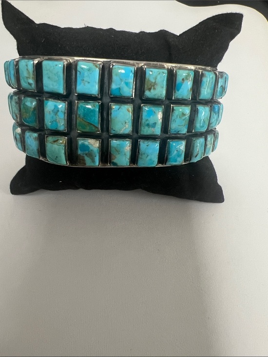 Jewelry - Sterling silver Turquoise Square Stone Cuff Bracelet - Women Jewelry